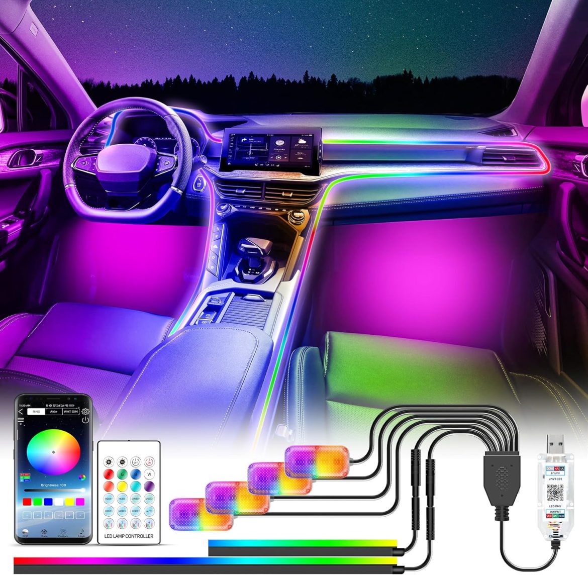 Les meilleurs éclairages LED pour personnaliser l&rsquo;intérieur de votre voiture 🚗✨